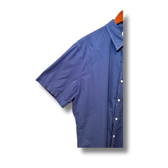 LL Bean Men Organic Cotton Slight Fitted Short Sleeve Shirt Size L Seersucker - Picture 5 of 7